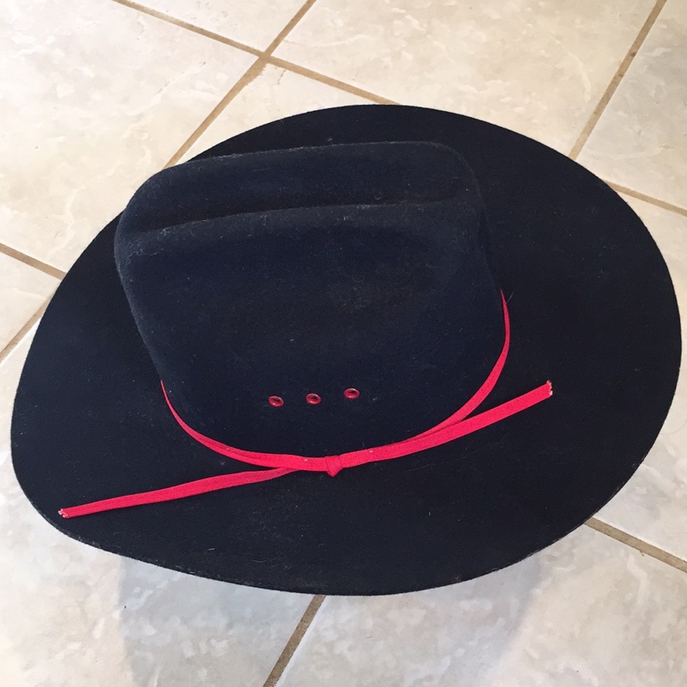 Black Texas hat Western style hat wool made in USA - Picture 2 of 9